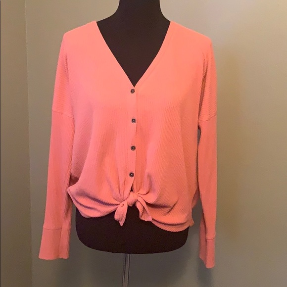 Abercrombie & Fitch Tops - Abercrombie & Fitch tie front coral button down